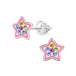 Silver Star Screw Back Earrings - 23477 Silver Star Screw Back Earrings - 23477
