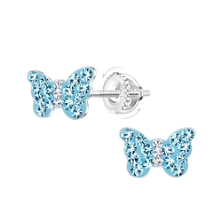 Silver Butterfly Screw Back Earrings - 23488