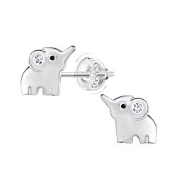 Silver Elephant Screw Back Earrings - 23496 Silver Elephant Screw Back Earrings - 23496