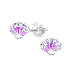 Silver Shell Screw Back Earrings - 23500 Silver Shell Screw Back Earrings - 23500