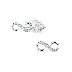 Silver Infinity Screw Back Earrings - 23503