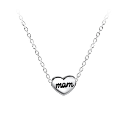 Silver Mom Beaded Necklace - 23564