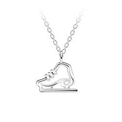 Silver Rollerblade Outline Necklace - 23710
