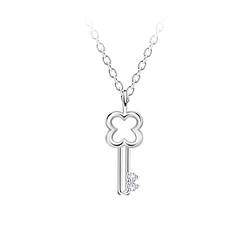Silver Key Outline Necklace - 23711