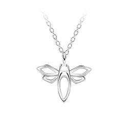 Silver Dragonfly Outline Necklace - 23712