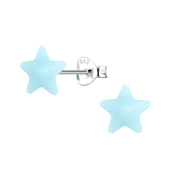 Silver Stud Earrings with Resin Star - 23725