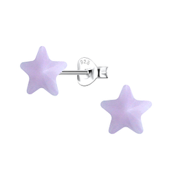 Silver Stud Earrings with Resin Star - 23726
