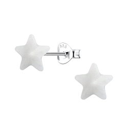 Silver Stud Earrings with Resin Star - 23727