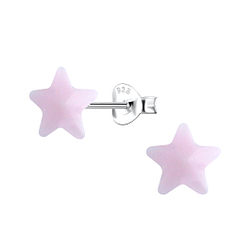 Silver Stud Earrings with Resin Star - 23728