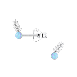 Silver Leaf Opal Stud Earrings - 23678 Silver Leaf Opal Stud Earrings - 23678