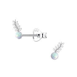 Silver Leaf Opal Stud Earrings - 23678 Silver Leaf Opal Stud Earrings - 23678