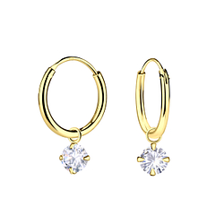 4mm Cubic Zirconia Charm Hoop Earrings - 23183