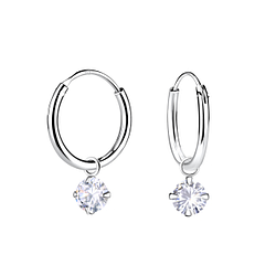 4mm Cubic Zirconia Charm Hoop Earrings - 23182