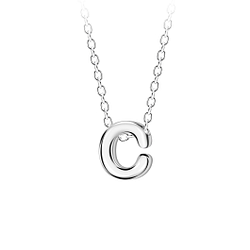 Silver Letter C Beaded Necklace - 23681