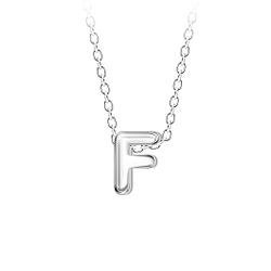 Silver Letter F Beaded Necklace - 23684