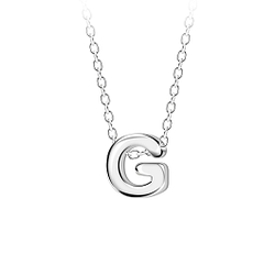 Silver Letter G Beaded Necklace - 23685 Silver Letter G Beaded Necklace - 23685