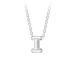 Silver Letter I Beaded Necklace - 23687