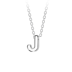 Silver Letter J Beaded Necklace - 23688