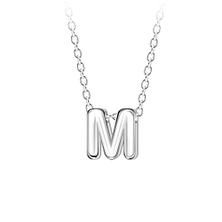 Silver Letter M Beaded Necklace - 23691