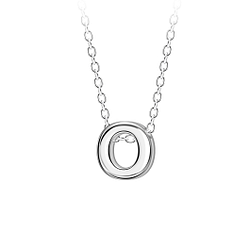 Silver Letter O Beaded Necklace - 23693