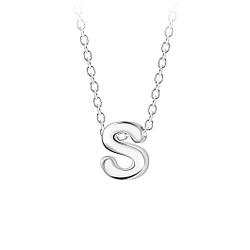 Silver Letter S Beaded Necklace - 23697