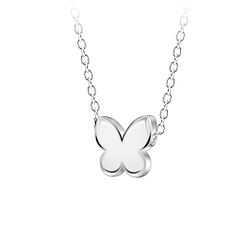 Silver Butterfly Beaded Necklace - 23577