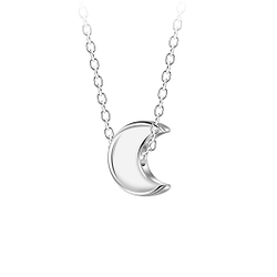 Silver Moon Beaded Necklace - 23586
