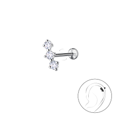 Silver Geometric with Titanium Labret - 23977