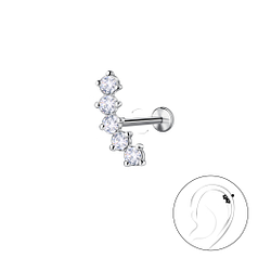 Silver Geometric with Titanium Labret - 23980