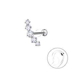 Silver Geometric with Titanium Labret - 23992