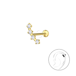 Silver Geometric with Titanium Labret - 23999