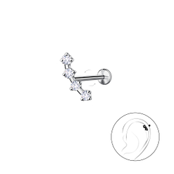 Silver Geometric with Titanium Labret - 23998