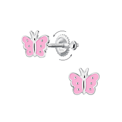 Silver Butterfly Screw Back Earrings - 24019 Silver Butterfly Screw Back Earrings - 24019