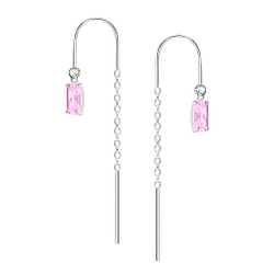 3x5mm Baguette Cubic Zirconia Silver Thread Through Earrings - 24009 3x5mm Baguette Cubic Zirconia Silver Thread Through Earrings - 24009