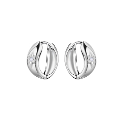12mm Silver Geometric Huggie Earrings - 23891 12mm Silver Geometric Huggie Earrings - 23891
