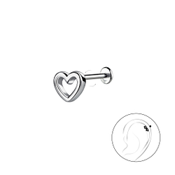 Silver Heart with Titanium Labret - 22863