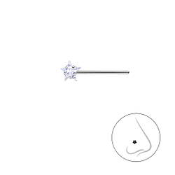 3mm Star Cubic Zirconia Silver Nose Stud - 23961