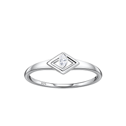 Silver Diamond Shaped Ring - 24115
