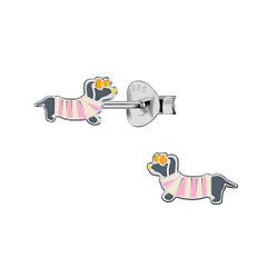 Silver Dachshund Dog Stud Earrings - 24044 Silver Dachshund Dog Stud Earrings - 24044