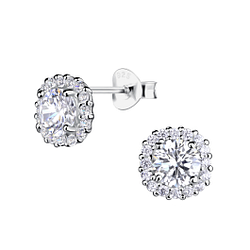 Silver Round Stud Earrings  - 24201