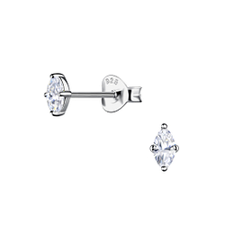 2x4mm Marquise Cubic Zirconia Silver Stud Earrings - 24200