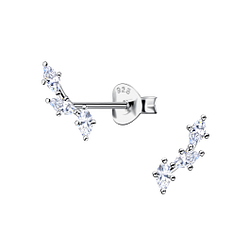 Silver Geometric Stud Earrings - 24198