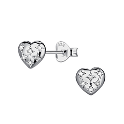 Silver Heart Stud Earrings - 24064