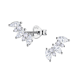 Silver Geometric Stud Earrings  - 24199