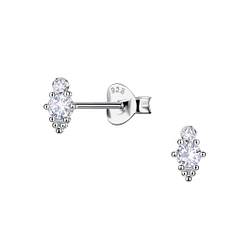 Silver Geometric Stud Earrings  - 24203