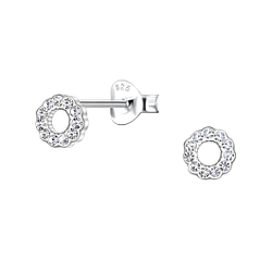 Silver Circle Stud Earrings - 24314