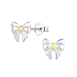 Silver Bow Stud Earrings - 24348