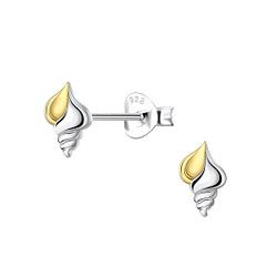 Silver Shell Stud Earrings - 24349