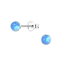 4mm Round Resin Opal Silver Stud Earrings - 24418 4mm Round Resin Opal Silver Stud Earrings - 24418