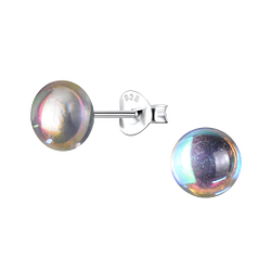 Silver Stud Earrings with Resin Round - 24319 Silver Stud Earrings with Resin Round - 24319